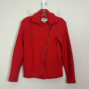 Lucky Brand Knit Extra Small Sweater Cotton Blend Red Orange Motto Style